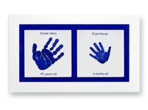 Siblings Baby keepsake frame handprints & footprints blue
