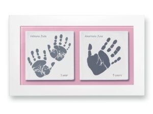 Siblings Baby keepsake frame handprints & footprints pink