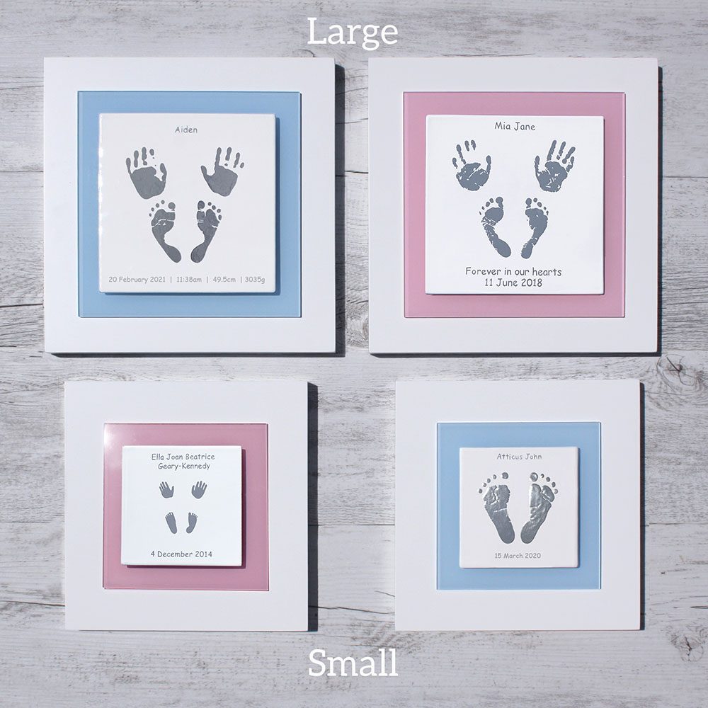 Baby hand and footprint keepsake frames which size