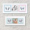 Twins Enamel baby keepsake frame handprints, footprints & baby photo