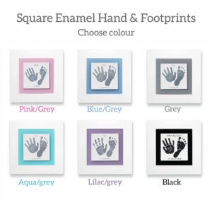 Baby handprint and footprints keepsake square enamel