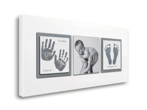 Enamel baby keepsake frame handprints, footprints & baby photo