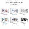 Twin Enamel baby keepsake frame handprints, footprints & baby photo