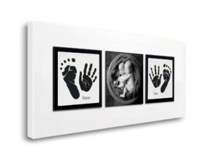 Twins Enamel baby keepsake frame handprints, footprints & photo
