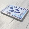Baby name frame block mount print large blue and biege