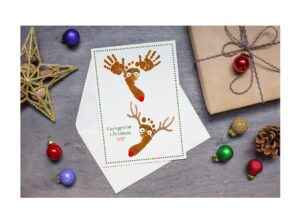 hand and foot Digital Christmas Print Framed Border - Reindeer keepsake