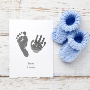 Printable birth announcement newborn baby handprints & footprints inkless print