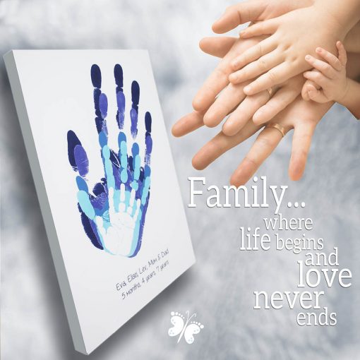 family prints keepsake hands blue block
