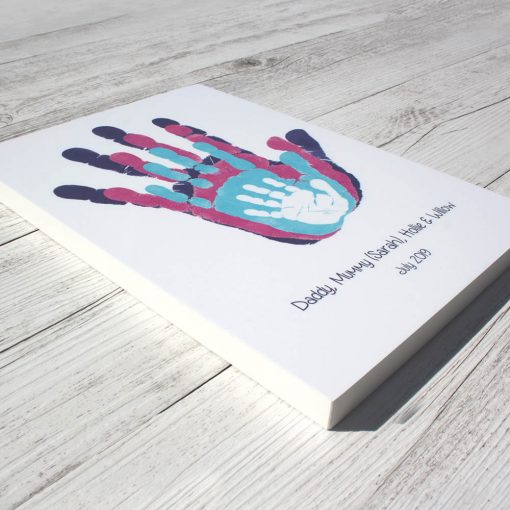 family prints keepsake hands colour block