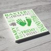 Baby name frame block mount print green