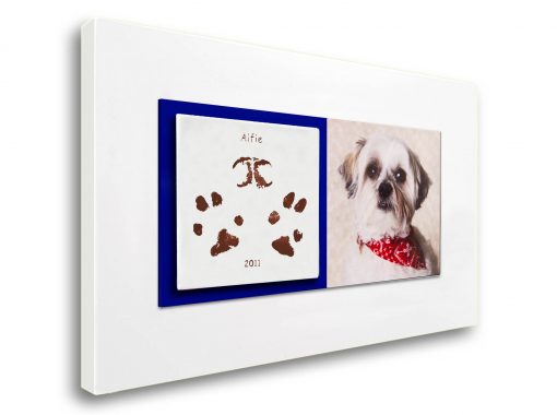 Pet paw prints enamel keepsake frame with photo