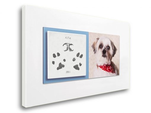Pet paw prints enamel keepsake frame with photo