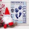 Baby name frame block mount print large blue