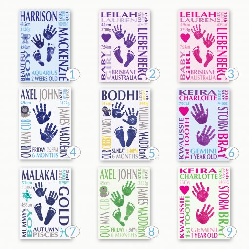 Baby name frame block mount print
