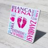 Baby name frame block mount print pink, purple, blue