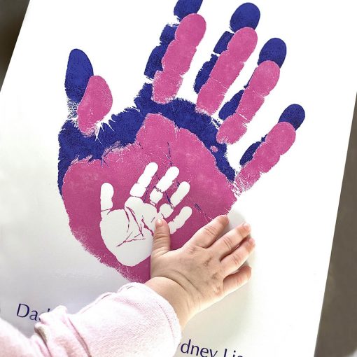 family prints keepsake hands blue block