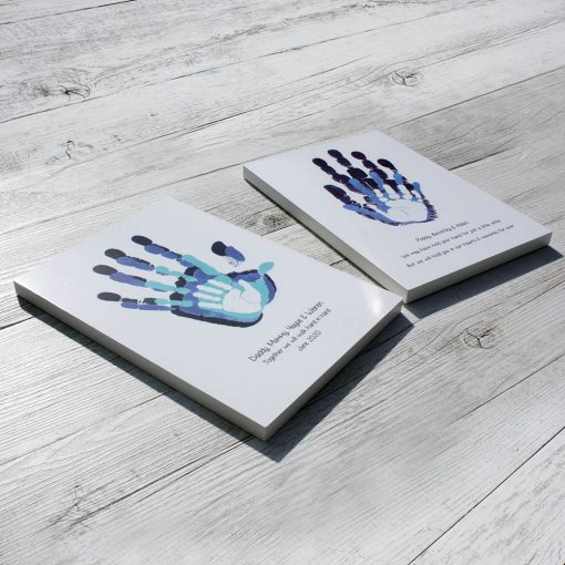 family prints keepsake hands blue block