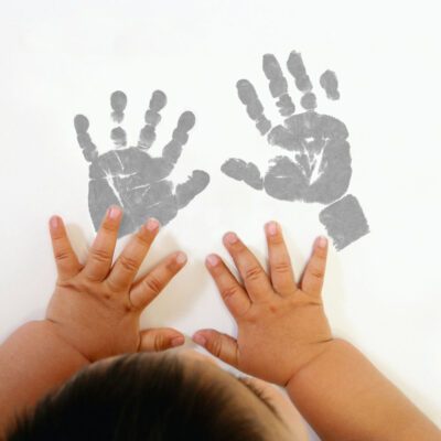 baby hand prints inkless pink