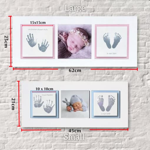 framed baby keepsakes with handprints and footprints