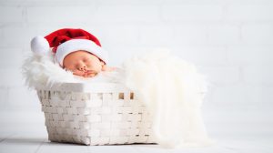 Christmas baby photo in santa cap