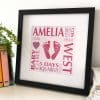 Baby name frame with print birth details