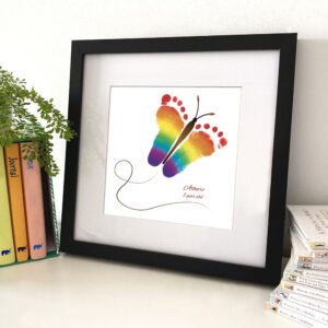 Butterfly baby feet, footprints framed