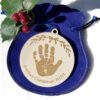 Baby's first Christmas Wooden engraved personalised christmas tree decoration bauble with handprint or footprint