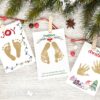 Christmas hand & footprint art - mistletoes, baby's first Christmas inkless print kit